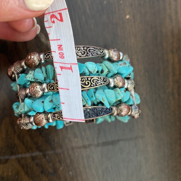 Turquoise and silver color bracelet - Picture 4 of 5